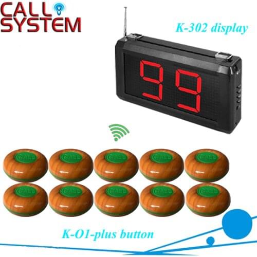Restaurant pager caller system 1pc K-302 display receiver with 10 bell buzzer for catering equipments