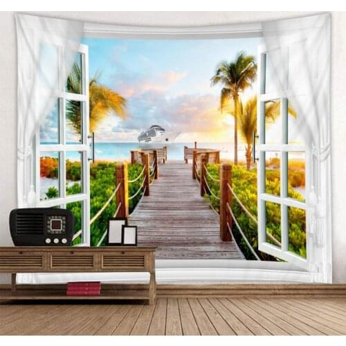 Scenery background tapestry digital printing scene on the balcony, beach towel digital printing can be customized