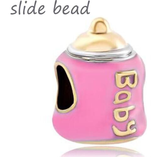 Fit Pandora charm bracelets Mother Daughter Charm Rose Baby Charm Bracelet Feeding Bottle Beads Beads for jewelry making