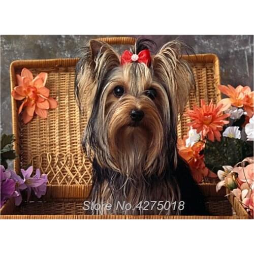 Full Drill Diamond Embroidery Yorkshire Terrier dog DIY Diamond Painting Cross Stitch 5D Sewing Art Crafts Mosaic Decor YG602