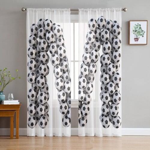 Letter Soccer Balls With M Shape Sheer Curtains for Living Room Kitchen Tulle for Windows Voile Yarn Curtains for Bedroom