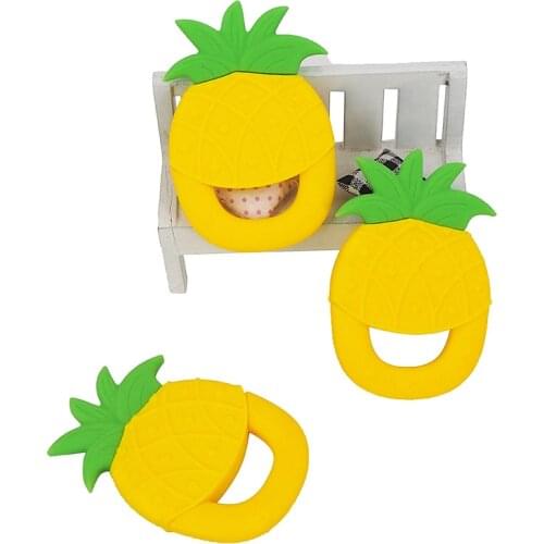 Chenkai 5pcs Silicone Pineapple Teether Food Grade Pacifier Dummy Teething DIY Infant Smoothing Sensory Bite Toy Accessories