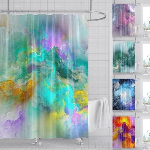 Psychedelic Marble Shower Curtain Sea Of Clouds Nebula Colorful Galaxy Space Hang Curtain Tie Dye Bathroom Decoration