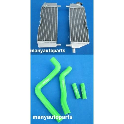 R&LH alloy Radiator &GREEN hose for KAWASAKI KX250 KX 250 05 06 07 2005 2006 2007 2stroke