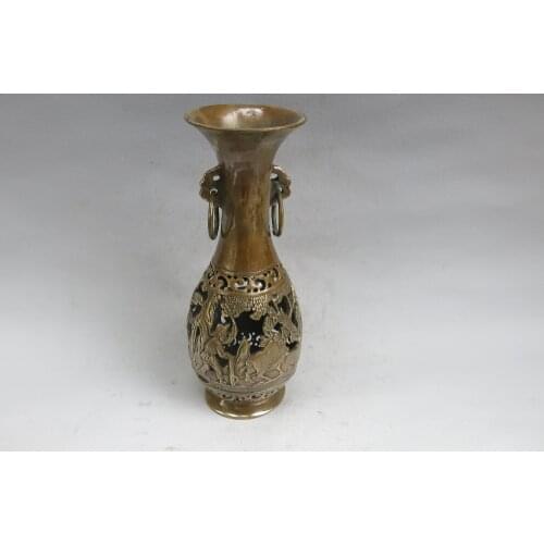 Rare Old QingDynasty(QianLong:1721--1786) copper vase ,Bucolic,best collection& adornment,Free shipping