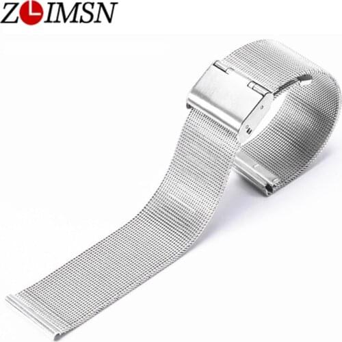 ZLIMSN 10 12 14 16 18 20 22mm Stainless Steel Watch Strap Watchbands Bracelets Watchband Wristband Relojes Hombre 2018