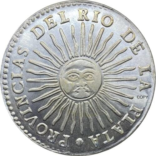 ARGENTINA Coin 1826 Rio de la Plata, AR 8 reales Cupronickel Plated Silver Copy Coin