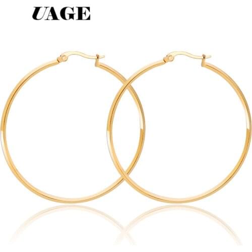 UAGE New Simple Korean Fashion Aros Big Round Circle Hoop Earrings for Women Geometric Ear Hoops Earing Brincos Jewelry Gift