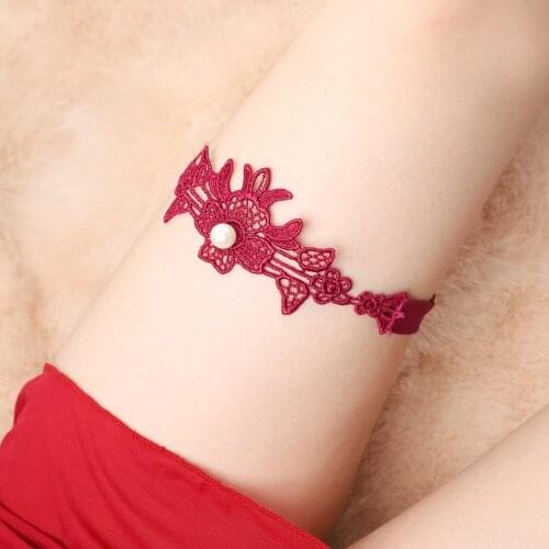 Wedding Garter Rhinestone Beading Lace Flower Blue Sexy Garter set for Women/Female/Bride Thigh Ring Bridal Leg Garter