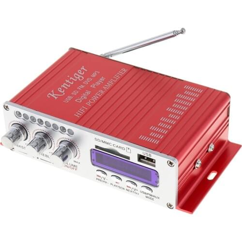 Universal 2CH HI-FI Digital Audio Player Car Amplifier FM Radio Stereo Player Support SD USB MP3 DVD Input with Remote Control