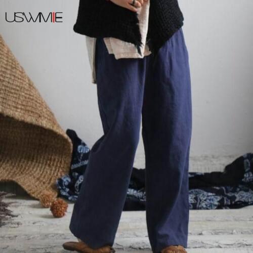 Женские льняные брюки USWMIE China At AliExpress