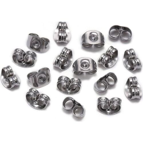 100pcs Stainless Steel Butterfly Ear Plugs Ear Caps Fashion Earrings Plug DIY Earring Materials Handmade Jewelry Accessories