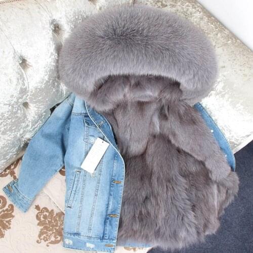 LaVelache 2020 new denim jacket real fox fur jacket real fur coat for women outerwear streetwear fashion thick warm fashion