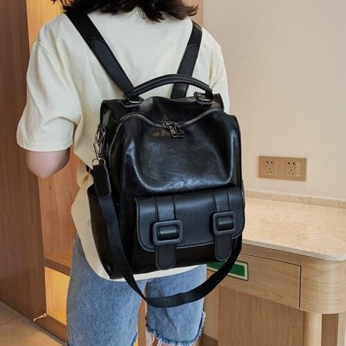 Female Fashion Rucksack Designer Vintage Shoulder Bag School Bags Backpacks for Teenage Girls 2021 Women Leather Backpack