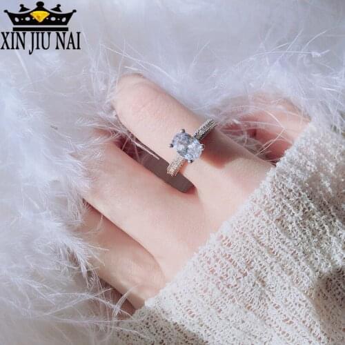 Hot Shiny Oval Cut White Topaz Natural Gemstone Ring Female diamond band diamond rings for women