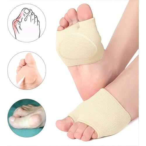 1 Pair Metatarsal Sleeve Pads Half Toe Bunion Sole Forefoot Gel Pads Cushion Half Sock Supports Prevent Calluses Blisters
