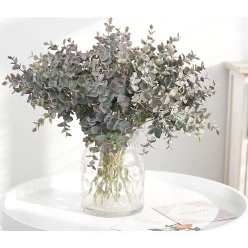 1Pc Green Simulation Eucalipto Leaf PVC Artificial Plants Fake Eucalyptus Leaves DIY Home Wedding Forest Style Decorations