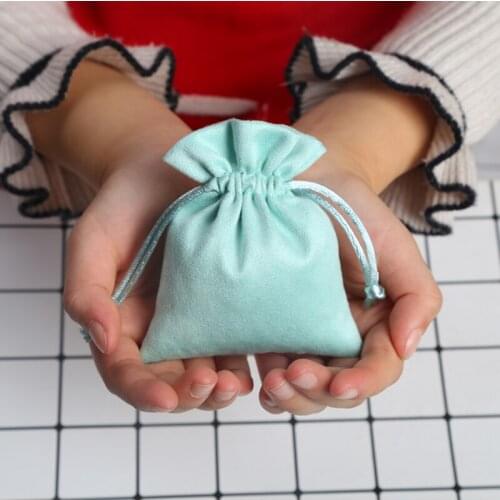 100Pcs Jewelry Packaging Flannel Gift Bags Velvet Drawstring Pouches Wedding Party Decoration Cotton Storage Bags