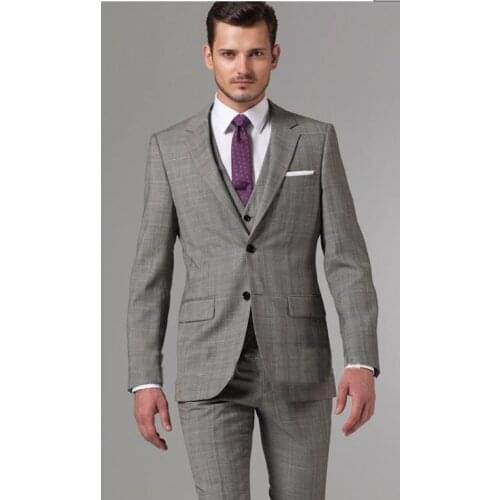 2018 Italian worsted Wool suit Essential Gray Prince of Wales Three-Piece costume /wedding groom wear suits/smoking tuxedos