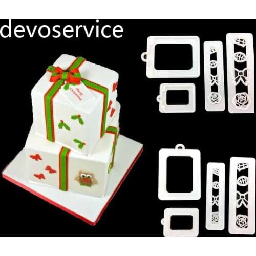 4Pcs Kitchen Bakeware Baking Tools Cake Mold Fondant Molds Cake DecoratingTools Kitchen Baking Cookies Cutters