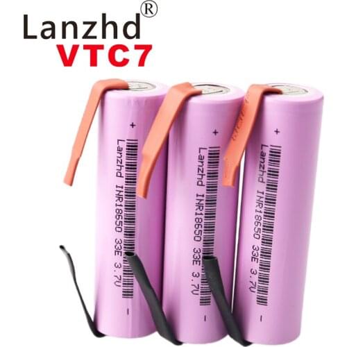 6PCS 18650 battery lithium ion 3.7v Rechargeable batteries For Samsung 18650 35E 3300mAh VTC7 +DIY Nickel 100% Original brand