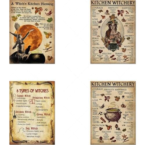 Affiche de bénédiction de cuisine de sorcière, Art mural de sorcellerie de cuisine, Art de sorcière, cadeau d'amant de magie, Ar