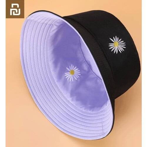 Xiaomi youpin double-sided fisherman hat female basin hat wild embroidery outdoor sunshade foldable couple holiday hat