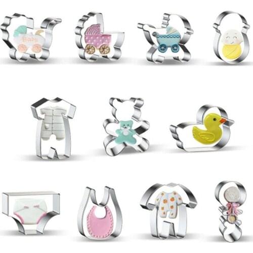 1pcs reposteria Newborn Baby Carriage Diapers Bibs Cloth Mold Metal Fondant Cake Decor Tool Cookie Cutter Cupcake Biscuit Mould