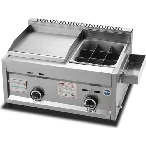 Gas Griddle Fryer All-in-one Gas Fryer Teppanyaki Teppanyaki Commercial (Griddle + Fryer) Stainless Steel Frying Chip Cooker