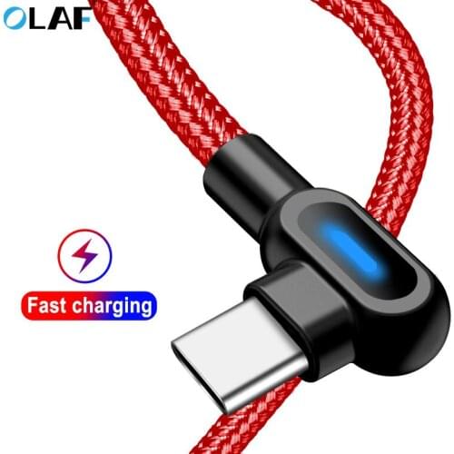 OLAF 90 Degree 2M Micro USB Type C Cable Fast Charging Data sync cord For iPhone Samsung S8 S9 S10 Xiaomi Android Microusb USB-C