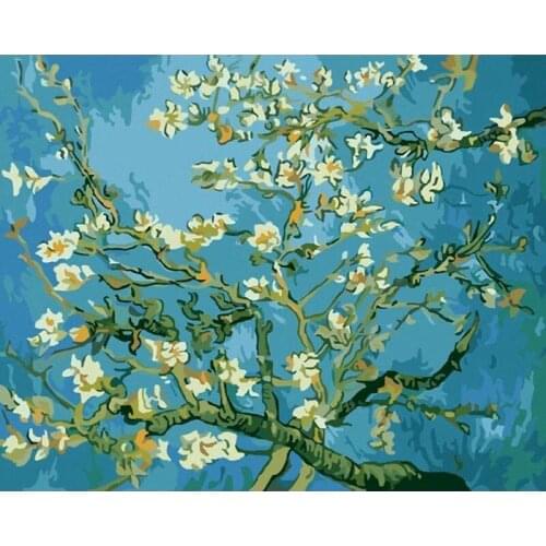 GATYZTORY Frame Apricot Flowers Diy Painting By Numbers Acrylic Canvas Painting Print On Canvas For Home Wall Art Deco
