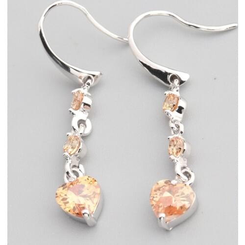 Nice Brown Morganite 5*5mm Semi-precious Silver Cool For Womens Earrings ED0594