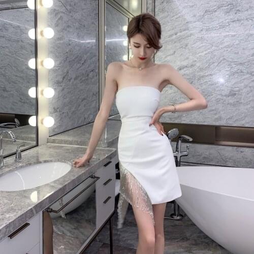 Summer White Strapless Sexy Dress for Women Off Shoulder Backless Party Dress with Ruffle Asymmetrical Mini All-matching Dresses