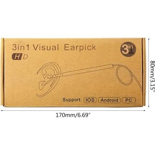 M89F 3 in 1 Ear Cleaning Endoscope Spoon 5.5mm Visual 30W 130W Camera Otoscope with 6 LED Lights Mouth Nose Ear Picker