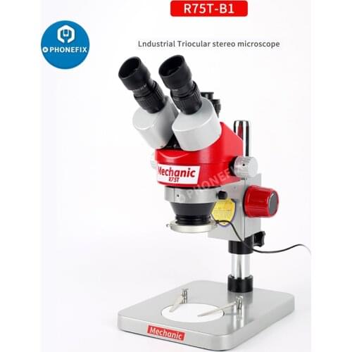 Mechanic R75T-B1 USB Microscopio Camera 7X-45X Simul-Focal Trinocular Stereo Microscope Soldering Phone PCB Jewelry Repair Kit