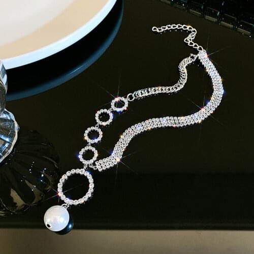 Fashion Temperament Shiny Clavicle Chain Female European and American Chain Around the Neck Round Small Pendant Prom Accessories