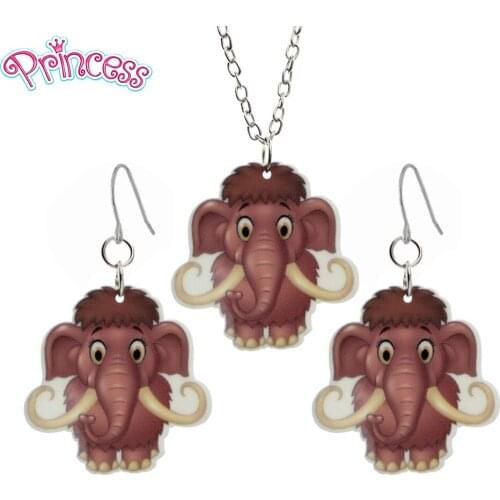 2019 Fashion Girls Kids Gift Jewelry Mammoths Elephant Earring Pendant Short Chain Necklace Xmas Gift Wholesale KS187