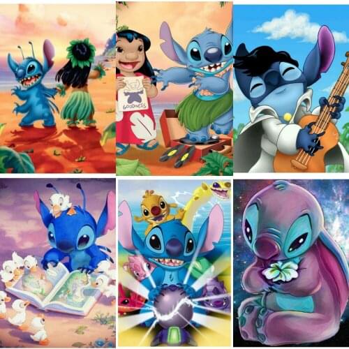 Disney Stitch 5D Diamond Painting Cross Stitch Kit Square Diamond Embroidery Cross Stitch Cartoon Animal Mosaic Picture
