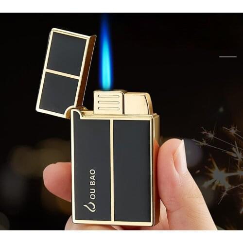 Refillable Inflatable Lighter Metal Clear and Pleasant Sound Straight Into The Windproof Blue Flame Electronic Lighter Gifts