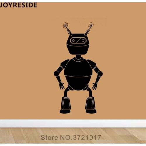 JOYRESIDE Robot Silhouette Wall Decal Boys Robots Wall Sticker Cute Vinyl Decal Home Kids Playroom Decor Interior Designed A744