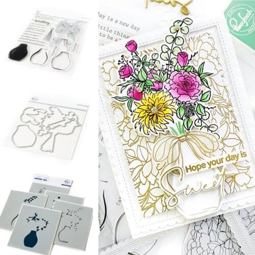 2021 NEW Floral Vase Metal Cutting Dies and stamps DIY Scrapbooking Card Stencil Paper Cards Handmade Album Stamp Die Sheets