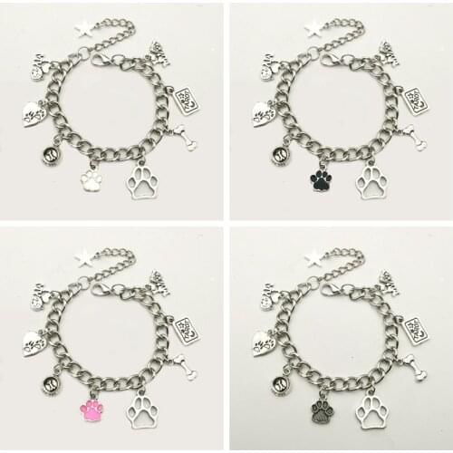 New Fashion Pet Accessories Kit Mini I Love My Dog Pot Dripping Oil Dog Paw Love Animal Bracelet Pet Gift Souvenir