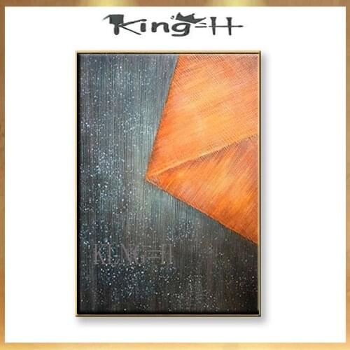 New sample home decoration Modular pictures Handmade canvas oil painting abstract orange and gray landscape for Entrance