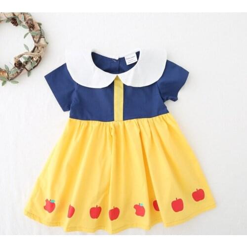 Girls Dress 2021 Snow White new Summer cotton Short Sleeve Birthday Present Toddler Baby Kids Dress Children Clothing 2-7Y