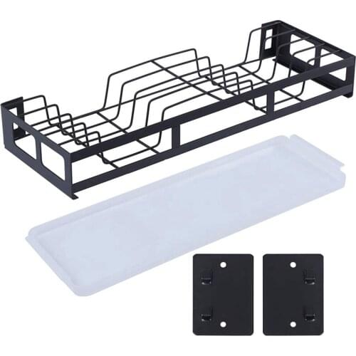 Hanging Dish Drying Rack Wall Mount with Utensil Holder,Home Kitchen Storage Dish Rack with Drain Board,Durable