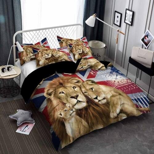 Luxury Lion Bedding Sets Soft Comforter With Pillowcase 2/3Pcs Textiles Animal Pattern Bedding Set Home Bedclothes Cover