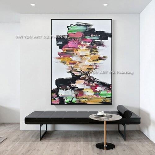 Handpainted Abstract Knife Portrait Oil Painting Abstract Face Canvas Painting Wall Art Pictures For Home Decor Cuadros