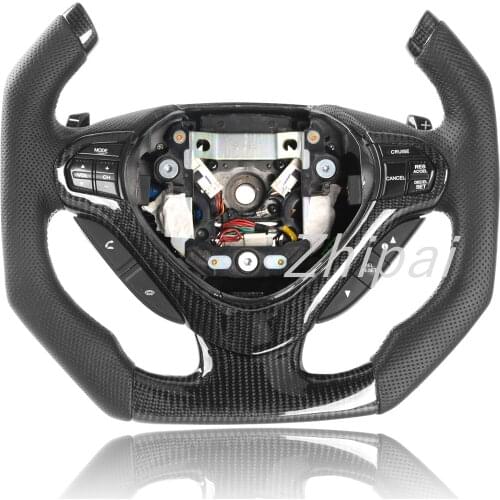 Carbon fiber steering wheel assembly For Honda Spirior 2009-2013 carbon fiber trim with buttons Red Top