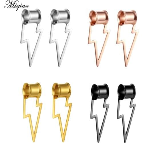 Miqiao New 2pcs Surgical Steel Ear Tunnels Dangle Stretchers Plugs Detachable Double Flare Flesh Tunnel Gauges Piercing Jewelry