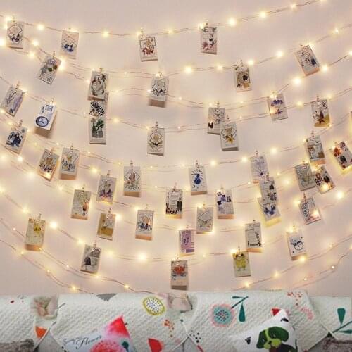 USB Photo Clip String Lights 30 50 100LEDs Fairy Light Battery Operated light for Hanging Photo Card Birthday Wedding Party Deco